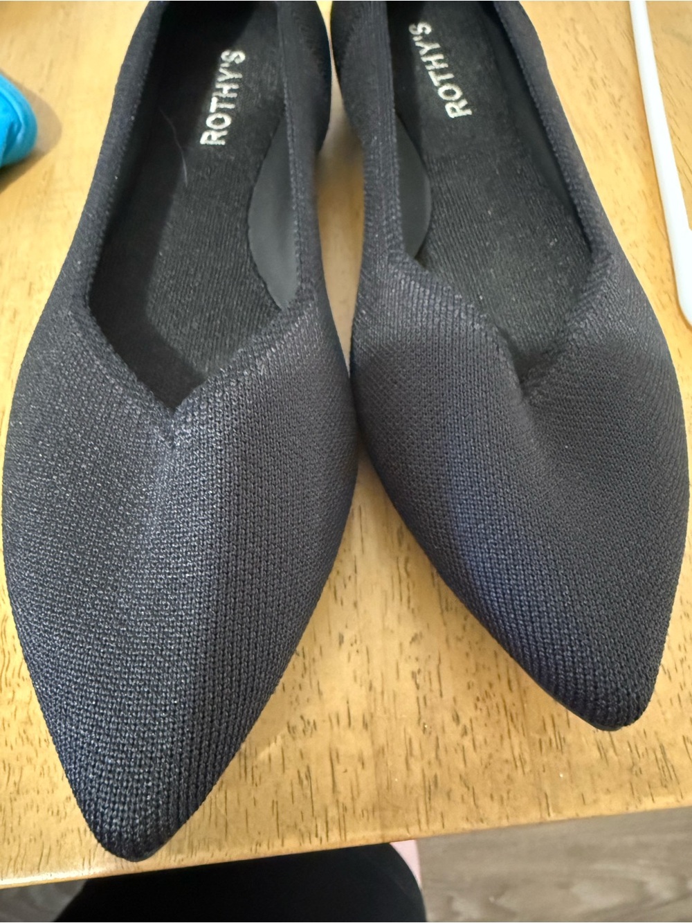 Rothy's Black Knit Pointed Toe Flats 8 1/2 New Without Box - Picture 3 of 3